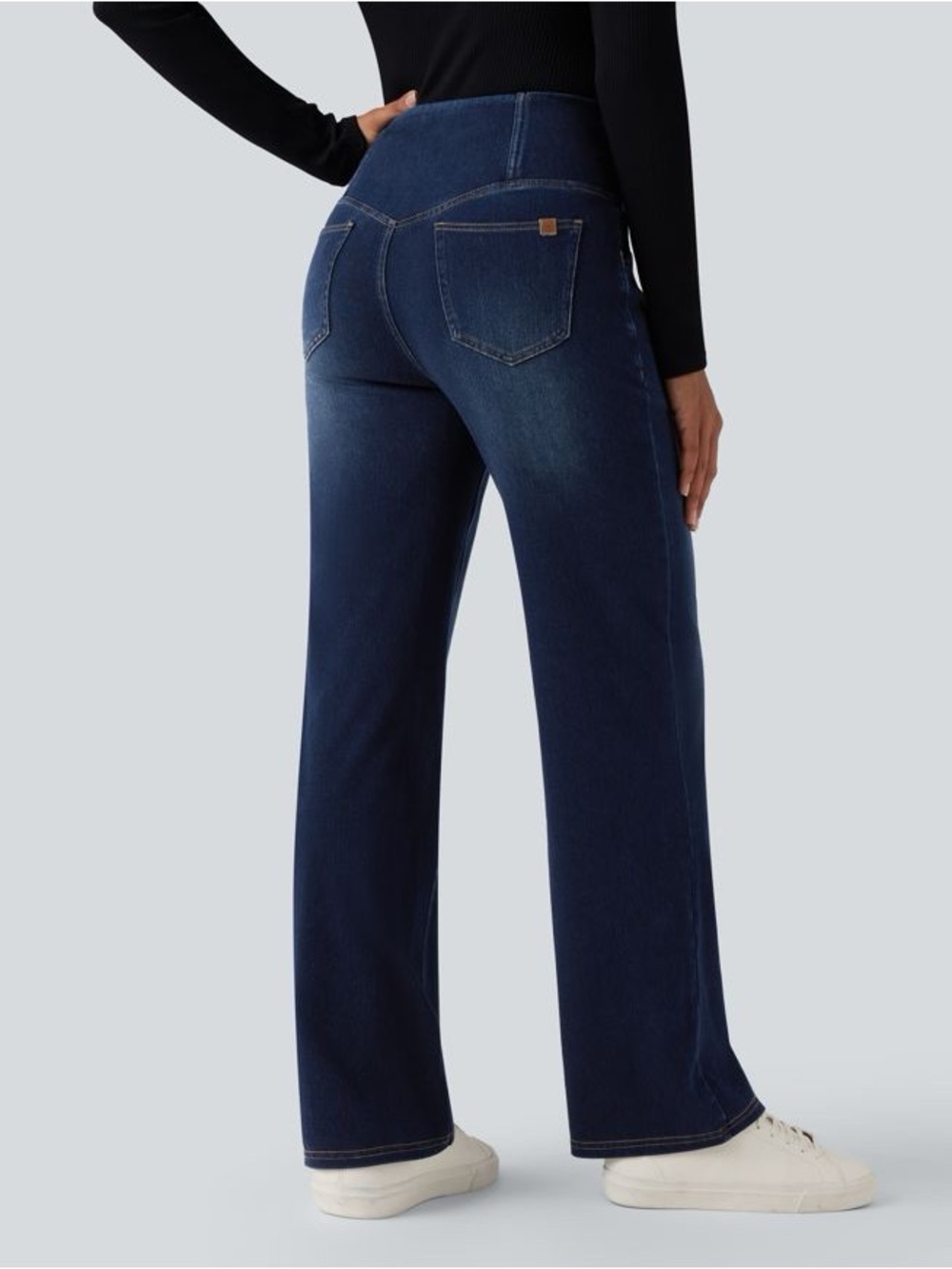 Halara Flex™ Crossover High Waisted Tummy Control Casual Straight Leg Jeans - Picture 2 of 16